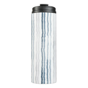 Bouteilles Isothermes Rayures fines aquarelles, bleu ardoise, gris, blan