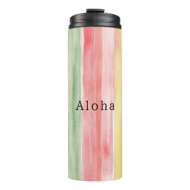 Bouteilles Isothermes Rayures Menthe Rose Jaune Aloha (Devant)