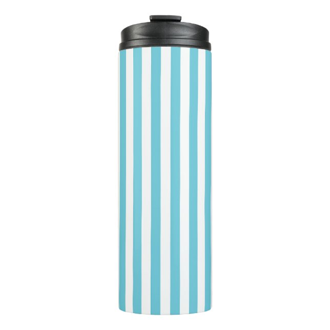 Bouteilles Isothermes Rayures verticales classiques bleu clair et blanc (Devant)
