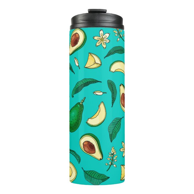 Bouteilles Isothermes Realistic avocado. Seamless pattern. Summer exotic (Devant)
