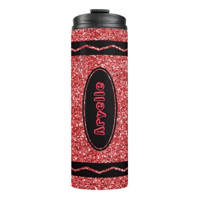 Bouteilles Isothermes Red Glitter Crayon Custom Name Hot Drink Tumbler (Devant)