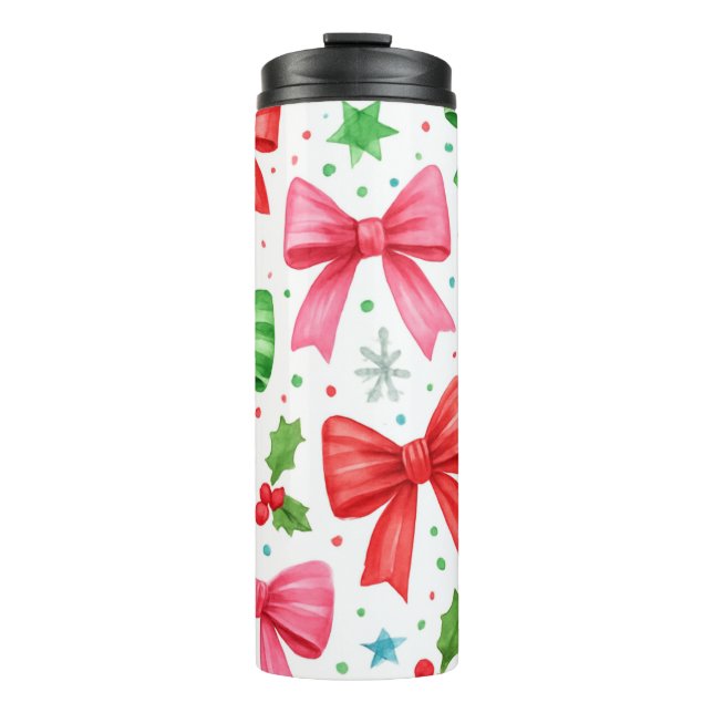 Bouteilles Isothermes Red & Green Bow Christmas Tumbler – Christmas Gift (Devant)
