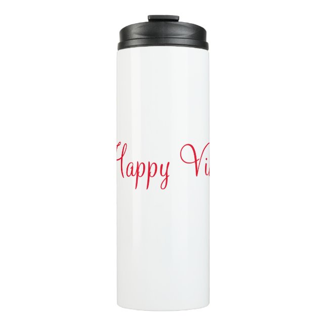 Bouteilles Isothermes Red happy vibes vacances simple minimum calligraph (Devant)