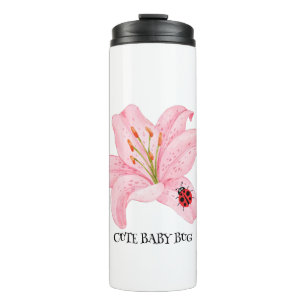 Bouteilles Isothermes Red Ladybug rose Lily Flower nom personnalisé fill