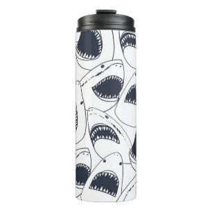 Bouteilles Isothermes Requin en colère, motif de gribouillis vintage.