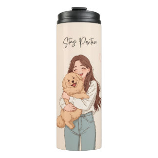 Bouteilles Isothermes Reste Positive Jolie Fille & Golden Retriever
