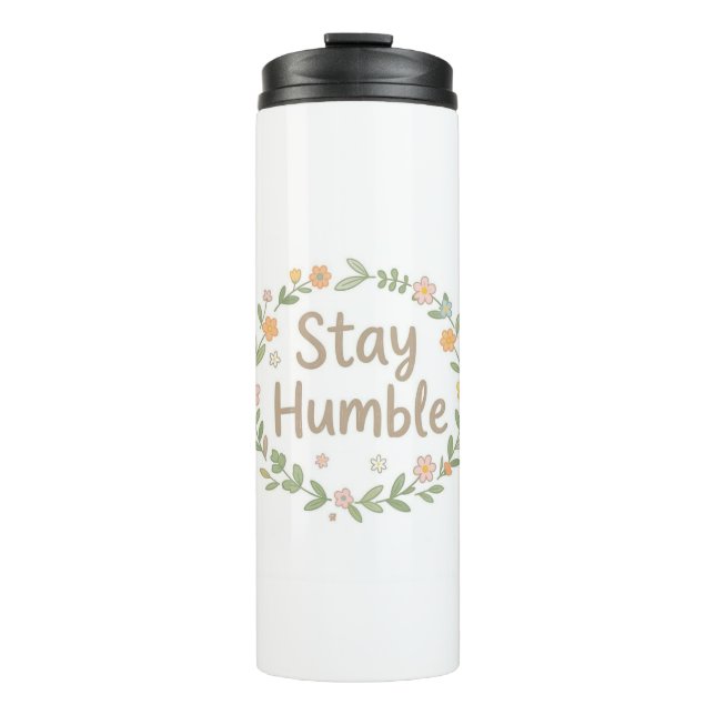 Bouteilles Isothermes Restez humble tons terreux texte sur fond blanc (Devant)