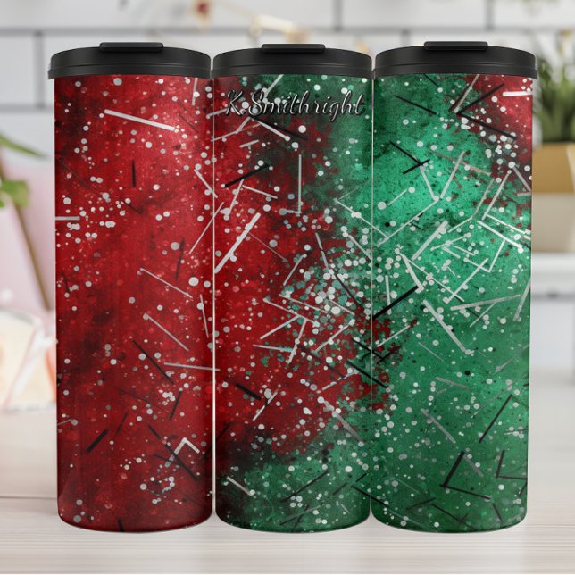 Bouteilles Isothermes Résumé Noël Rouge Vert Paillettes (Créateur téléchargé)