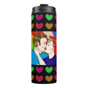 Bouteilles Isothermes Retro 1950 Style Pop Art Couple Kissing Brunette