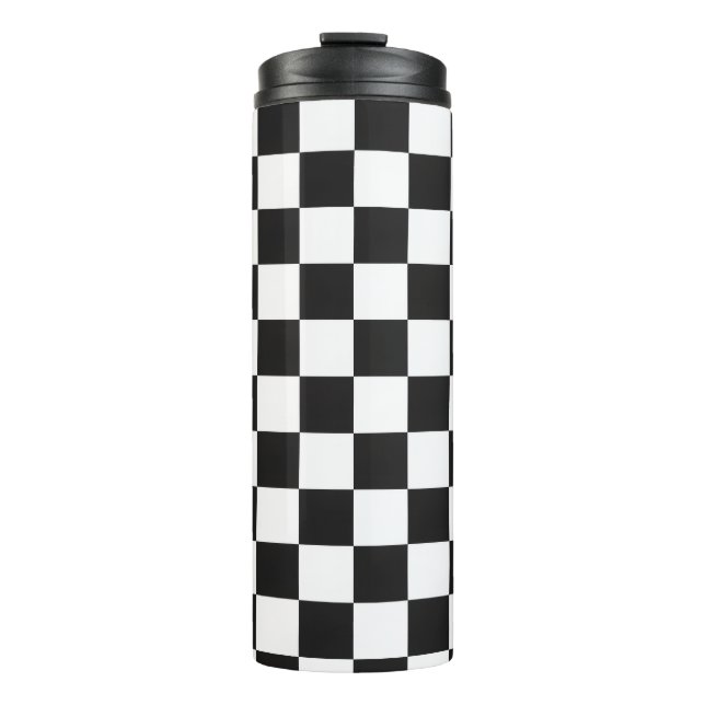 Bouteilles Isothermes Retro 90s 00s Black and White Checkered Pattern (Devant)