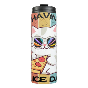 Bouteilles Isothermes Retro Kawaii mignon chat manger pizza