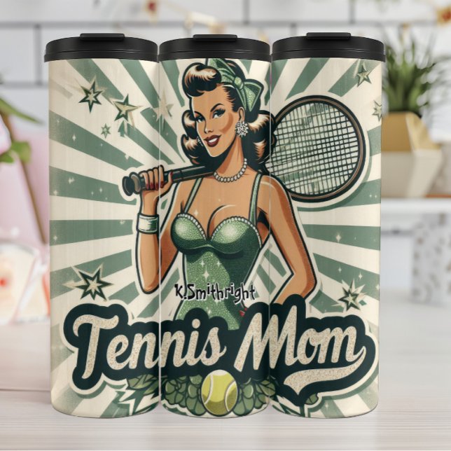 Bouteilles Isothermes Retro Pin-Up Tennis Maman Art (Créateur téléchargé)