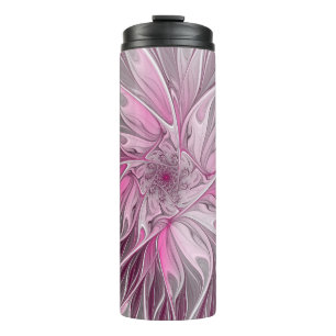 Bouteilles Isothermes Rêve de fleur rose fractale, Motif Imaginaire flor