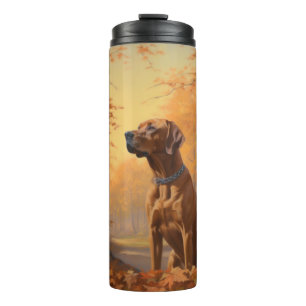 Bouteilles Isothermes Rhodesian Ridgeback dans les feuilles d'automne to