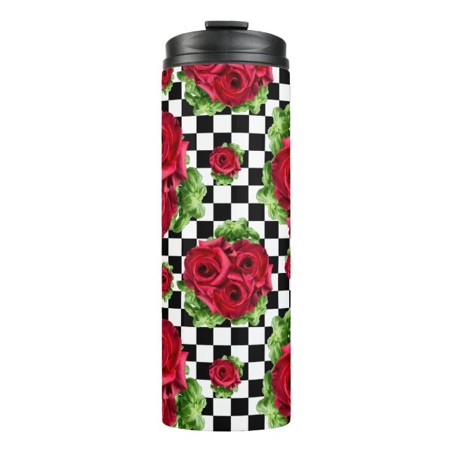 Bouteilles Isothermes Rockabilly floral d'amour de bouquet de roses (Devant)