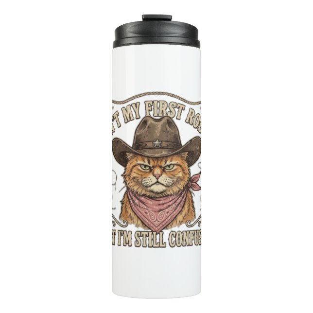 Bouteilles Isothermes Rodéo de Chat Cowboy Confus (Devant)