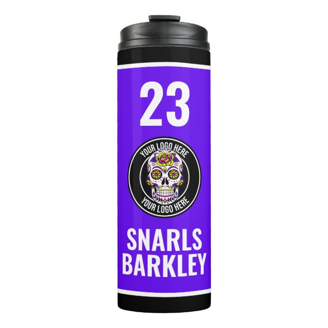 Bouteilles Isothermes Roller Derby Logo Purple Black Team Name Uniform (Devant)