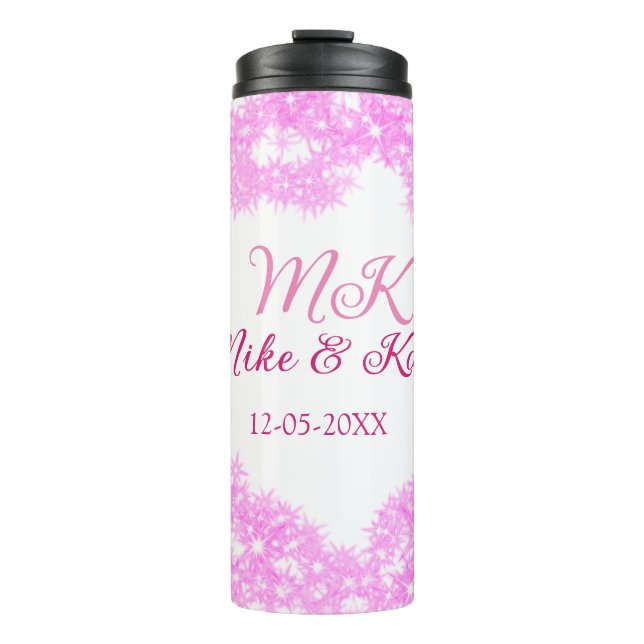 Bouteilles Isothermes rose ajouter nom de couple date monogramme parties (Devant)