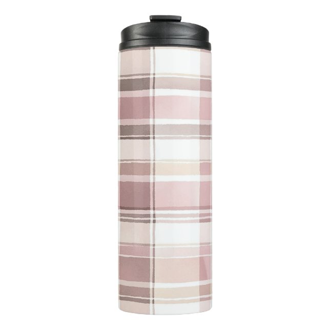 Bouteilles Isothermes Rose Blush Crème Brun Rayures Noël (Devant)