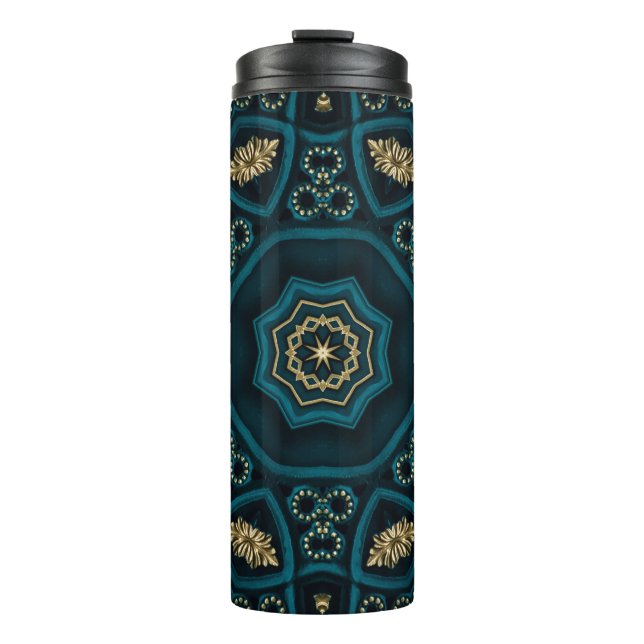 Bouteilles Isothermes Rose Boho Gold Vert Mandala (Devant)