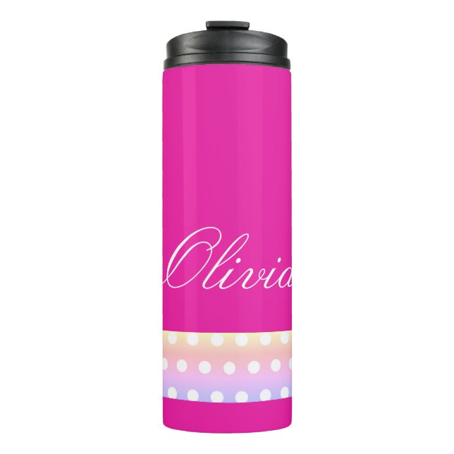 Bouteilles Isothermes Rose Clair et Poka Dots (Devant)