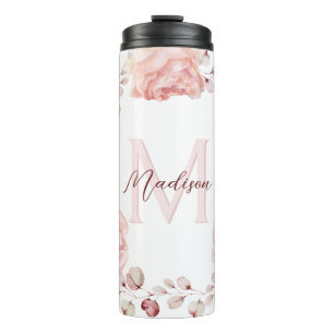 Bouteilles Isothermes Rose d'aquarelle Wreath personnalisée   BLANCHE
