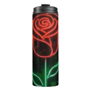 Bouteilles Isothermes Rose de lierre lumineuse au néon rouge doux