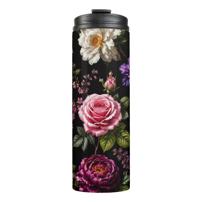 Bouteilles Isothermes Rose en velours noir  (Devant)