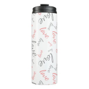 Bouteilles Isothermes Rose et Gris Romantiques Amour Script Calligraphié