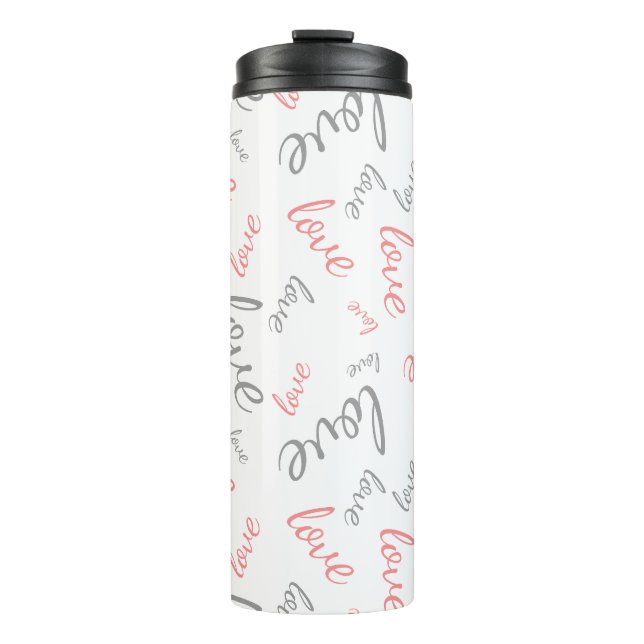 Bouteilles Isothermes Rose et Gris Romantiques Amour Script Calligraphié (Devant)