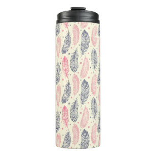 Bouteilles Isothermes Rose et motif ethnique pourpre de plume