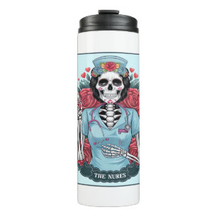 Bouteilles Isothermes Rose Floral Skeleton Nurse Carte Tarot Halloween E