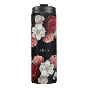 Bouteilles Isothermes Rose foncé Nom de l'Arrière - plan noir Monogramme
