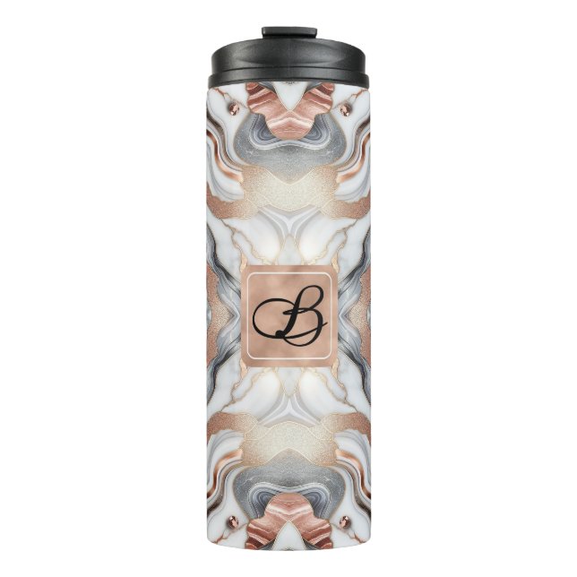 Bouteilles Isothermes Rose Gold Argent & Marbre Blanc Féminin  (Devant)