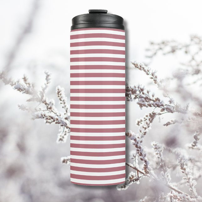 Bouteilles Isothermes Rose Gold Blanc Simple Rayé Horizontalement (Créateur téléchargé)
