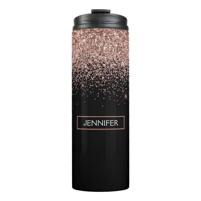 Bouteilles Isothermes Rose Gold Blush Pink Parties scintillant Girl Mono (Devant)