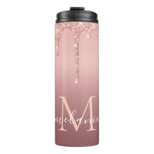 Bouteilles Isothermes Rose Gold Custom Lettre Nom Thermal Tumbler