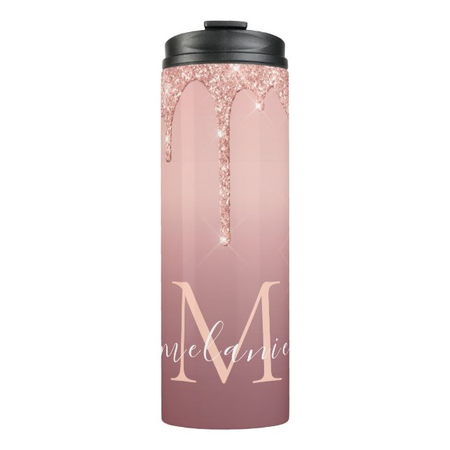 Bouteilles Isothermes Rose Gold Custom Lettre Nom Thermal Tumbler (Devant)