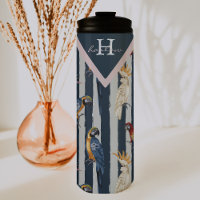 Rose Gold et Navy Géométrique Oiseaux Tropicaux Mo