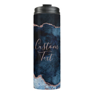 Bouteilles Isothermes Rose Gold Foil Marbre Agate Texte personnalisé Ble