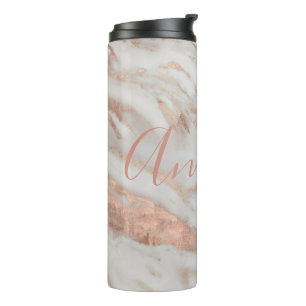 Bouteilles Isothermes Rose gold marble élégant personnalisé avec nom écr