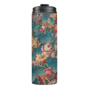 Bouteilles Isothermes Rose, Lilas, Motif de Grandes Feuilles Jardin Vint