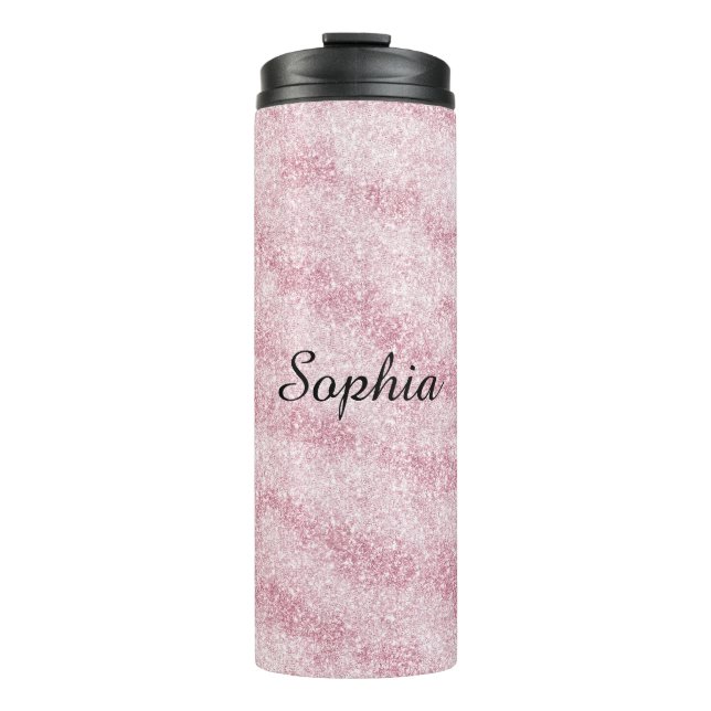 Bouteilles Isothermes Rose Pâle Pailleté Étincelle (Devant)