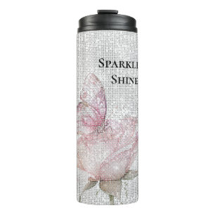 Bouteilles Isothermes Rose papillon rose poudré scintillement 