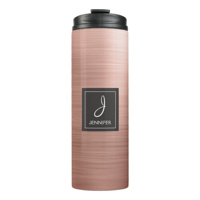 Bouteilles Isothermes Rose Rose Or brossé métal Imprimer Monogramme (Devant)