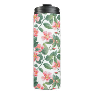 Bouteilles Isothermes Rose sauvage aquarelle transparente motif. Fleurs,