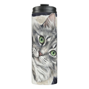 Bouteilles Isothermes Rose un chat aux yeux verts saisissants