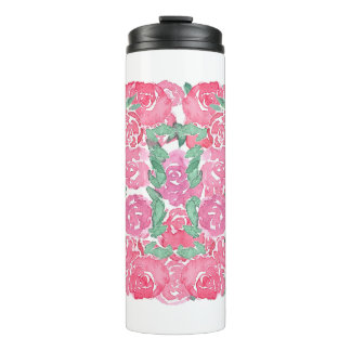 Bouteilles Isothermes Roses aquarelles romantiques motif floral rose rou