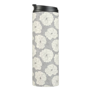 Bouteilles Isothermes Roses blanches sur gris clair - motif sans soudure