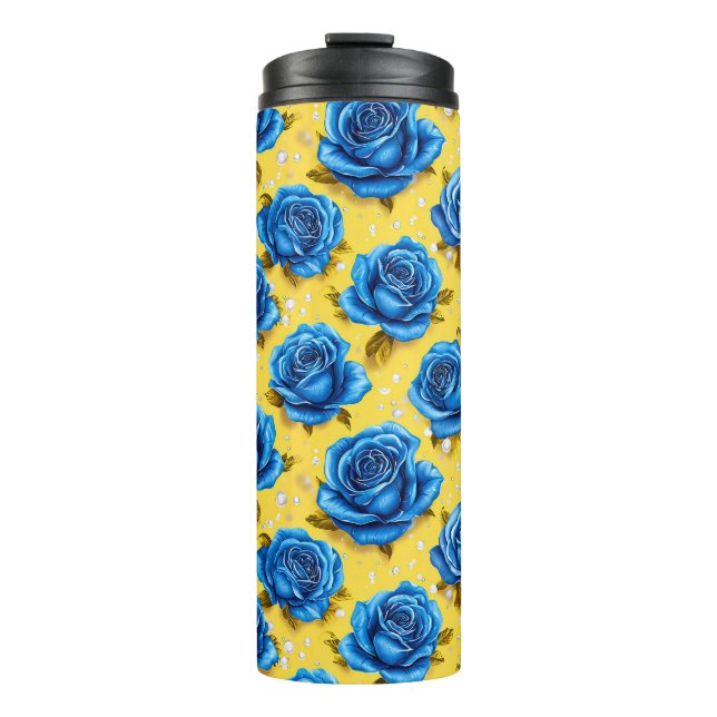 Bouteilles Isothermes Roses bleues 3d (Devant)